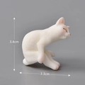 Miniature white resin cat figurine with arched back pose and 3.4cm height dimensions - No.9 Lazy White Cat