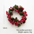 Christmas candle ring with red berries and pine cones, 13cm outer diameter size - Crystal Red Berry Wreath