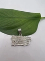 Primer plano detallado de un colgante de bandera de Puerto Rico con cristales en una hoja - Colgante de Bandera (Sin Cadena) / Plata/Diamantes Blancos