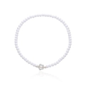 Elegant pearl necklace for women featuring a silver floral T-bar OT clasp closure - SY324【Silver】-Silver Flower OT Buckle Pearl Necklace