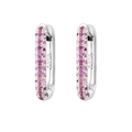 Detail showing S925 hallmark on silver hoop earrings with pavé pink gemstones - JQH0070 Silver - Multi-row Pave Hoop