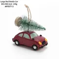 Addobbo natalizio auto d'epoca rossa in resina con mini albero innevato - 8x3.5x6.5cm / Grande autobus rosso