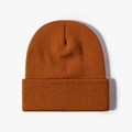 Caramel brown knitted winter beanie hat with thick ribbed cuff for men and women - Caramel color