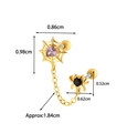 Golden spider web cartilage earring with purple and black gems and connecting chain - 8# Spider Web Gold