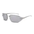 Gafas de sol sin montura con patillas de metal plateado y lentes grises claras - Plateado