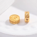 Golden S925 silver hollow flower bead with detailed relief for DIY bracelet making - Honeycomb Hollow Style (B款)