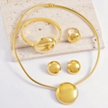 Set gioielli dorati minimalisti con collana a cupola, bracciale rigido e orecchini a lobo - Set da 4 pezzi in oro