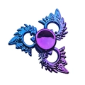 Rainbow gradient fidget spinner with dragon wing relief pattern on a white background - New Gradient Dazzling Holy Flame Token