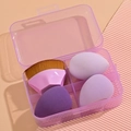 Purple makeup sponge set with four blenders and a pink brush in a clear storage box - 3 Sponges + No.55 Foundation Brush [Purple]