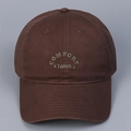 Close-up of cotton baseball cap with COMFORT ZONES olive green embroidery detail - M (56-58cm) / Coffee