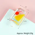 Cute popsicle keychain with cherry and blue straw inside, 6.5cm length, 20g weight - Yellow Peach