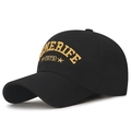 Berretto da baseball in cotone nero con ricamo Tenerife 1973 giallo e stelle - Tenerife 1973 / Nero (Ricamo Oro)