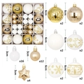 Set di palline di Natale bianche e oro infrangibili con renne e fiocchi di neve - Oro Bianco