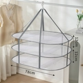 Three-layer foldable grey drying mesh rack with 78cm length for delicate sweaters - Grey Rectangular Triple Layer Without Border