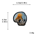 Skull volcano embroidery patch for DIY clothing decoration 6.3cm x 6.5cm size - 10636-Volcano Landscape Skull