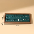 50-slot ring display tray in wood grain frame with dark green velvet lining 35x14x3cm - Green Long 50 Slots