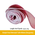 Wine red pearl edge organza ribbon for bouquet floral gift wrapping 4cm width - Burgundy
