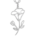 Minimalist silver-tone hollow flower pendant necklace with matching delicate chain link - Steel Color Morning Glory