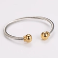 Bracciale a cavo bicolore con corda intrecciata argento e sfere dorate lucide - Filo 4mm-Interno 60mm / Oro e Argento (4mm/60mm)