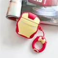 Iron Man themed silicone case for AirPods with red and gold armor design and ring hook - Iron Man + Hanging Ring / AirPods 1/2 Gen