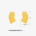 Ghost shaped gold stainless steel stud earrings for Halloween with 1cm height measurement - Ghost Shape / Gold
