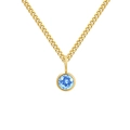 Minimalistische gouden roestvrijstalen ketting met ronde hemelblauwe geboortesteen - Maart Lichtblauw - Goud