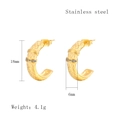 Textured gold C-shaped stainless steel earrings with zircon accents and 18mm size specs - Gold Style (LE3522)