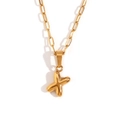 18K gold plated paperclip chain necklace featuring a puffy 3D letter X pendant - Gold-X