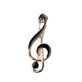 Elegant gold-tone treble clef music note brooch pin with black enamel inlay detail - Black Musical Note (115)