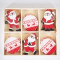 Weihnachts-Holzanhänger Set mit Gnomen und Rentieren in einer Sechsfach-Holzbox - 12 Stück pro Box (2 Stile * 6 Stück)