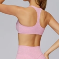 Heather pink racerback yoga bra and leggings set with high-waist compression fit - Sakura Pink