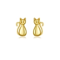 Gepolijste gouden S925 sterling zilveren kattenoorstekers met een strak diersilhouet - Kat Stijl