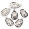 Silver plated Buddha charm pendants with black stones and micro-pave detailing - Black Nano CZ White Gold Plated 1Pc
