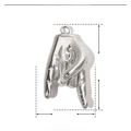Detail showing gesture pendant dimensions 20x10mm and 3.1g weight in stainless steel - YE341 Rock Gesture Charm
