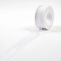 White hollow lace ribbon roll with scalloped edges for elegant gift packaging and DIY - S011