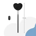 Black heart-shaped eyelash extension mirror with non-slip handle and 187mm length - Heart / Black