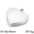Polished silver heart pendant accessory with dimensions 16x16mm weighing 4 grams - Medium Polished Silver Heart Pendant (KLJ2569-Z)