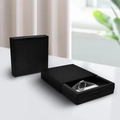 Matte black drawer-style jewelry box with silver ring slot and floating display design - Black Paper Sleeve + Inner Box (No Opening) / 7*7*2cm / Black