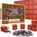 Calendrier de l'Avent puzzle de Noël avec 1008 pièces et 24 boîtes numérotées - Style sd39 (70x50cm)