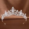 Silver bridal tiara with colorful AB rhinestones and a central water-drop crystal - Silver Rainbow Diamond
