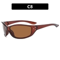Gafas de sol de ciclismo estilo Y2K con montura C8 marrón oscuro y lentes ámbar - Montura Té Lente Té