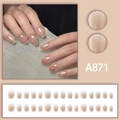 Unghie finte French quadrate con base nude perlata scintillante e punte bianche - Stile French Perlato (A871-Tipo di Colla)