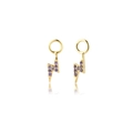 Eleganti orecchini a fulmine in argento sterling placcato oro con gemme viola - Ciondolo Fulmine Viola / Viola (Ciondolo)