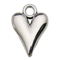 Polierter silberner herzförmiger Anhänger aus Legierung mit Ring für DIY-Schmuck - Klassischer Herzanhänger 11x16mm