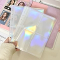Laser color-shifting 4-pocket loose-leaf sleeve for K-pop photo card storage - A5 Rainbow 4-Grid (10 Sheets)