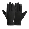Gants d'hiver noirs thermiques avec écran tactile et poignets élastiques en maille - Bouclier Croix Homme - Poil de Lapin Noir