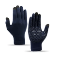 Navy blue winter knitted gloves with touchscreen tips and anti-slip palm grip - Navy Blue Gloves