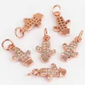Rose gold cactus pendants featuring micro-set white cubic zirconia for jewelry DIY - Cactus Model B / Rose Gold (White Zircon)