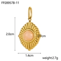 Colgante rombo dorado de acero inoxidable con piedra rosa, tamaño 2,0x1,4 cm - Gema Rosa