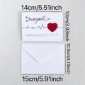 3D heart greeting card with 'Miss You' text, includes envelope and size dimensions - miss you style